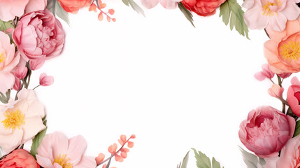Floral frame with decorative flowers, decorative flower background pattern, floral border background