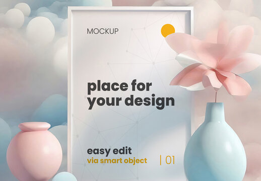 3d Art Vertical Poster Mockup 17