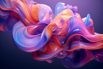 Fototapeta premium Digitally generated image of abstract multi-coloured organic structure on purple background. Innovation, business and cloud technology concept. Soft body simulation. 3D render