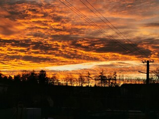 Obraz premium sunset in the city, winter sunset