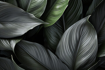 Foliage line art of ti or cordyline leaves macro photography