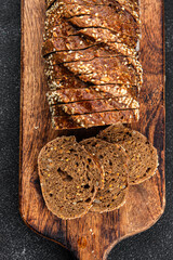 bread Rye baked slice sunflower seed fresh goods food healthy fresh cooking appetizer meal food snack on the table copy space food background rustic top view