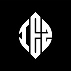 Obraz premium IEZ circle letter logo design with circle and ellipse shape. IEZ ellipse letters with typographic style. The three initials form a circle logo. IEZ circle emblem abstract monogram letter mark vector.