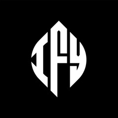 IFY circle letter logo design with circle and ellipse shape. IFY ellipse letters with typographic style. The three initials form a circle logo. IFY circle emblem abstract monogram letter mark vector.