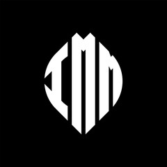 IMM circle letter logo design with circle and ellipse shape. IMM ellipse letters with typographic style. The three initials form a circle logo. IMM circle emblem abstract monogram letter mark vector.