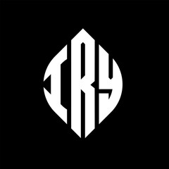 IRY circle letter logo design with circle and ellipse shape. IRY ellipse letters with typographic style. The three initials form a circle logo. IRY circle emblem abstract monogram letter mark vector.