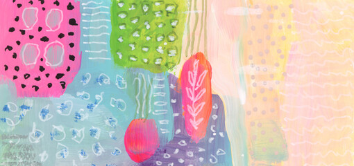 Art oil and acrylic smear blot dot canvas painting with pencil, pastel line elements. Abstract...