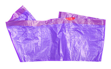 Violet plastic garbage bag, isolated on white
