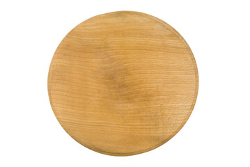 Round wooden beech cutting board isolated