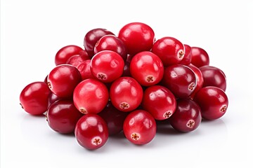 Fresh ripe cranberry fruit isolated on a clean white background   high quality stock image