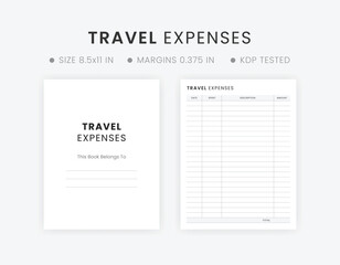 Best Travel Expenses Tracker Printable, Vacation Spending Log Travelling Expenses Template