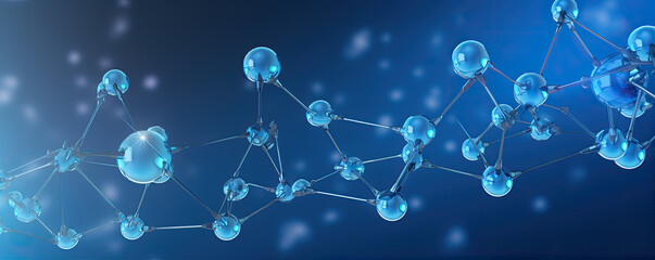 Science with blue molecule or atoms connected , Abstract structure for medical use, 3d illustration...