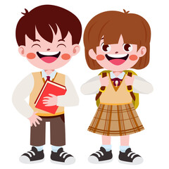 Happy cute children in school uniform