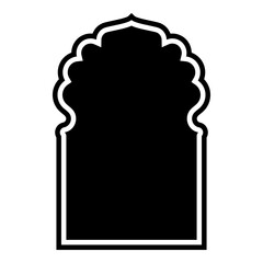Islamic Arch Design Glyph with outline Black Filled silhouettes Design pictogram symbol visual illustration