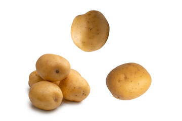 A group of fresh tasty potato isolated on white background.