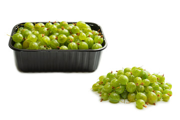 A group of gooseberries isolated on a white background.