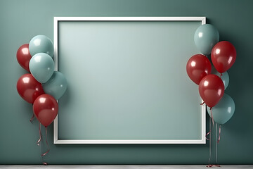 White frame with balloons for own words