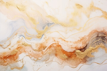 Elegant hand painted alcohol ink background with gold glitter 