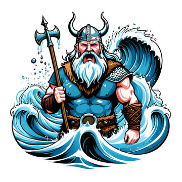 art of a Viking warrior vector illustration template, suitable for t shirt design, logo design, logo, isolated on transparent background.