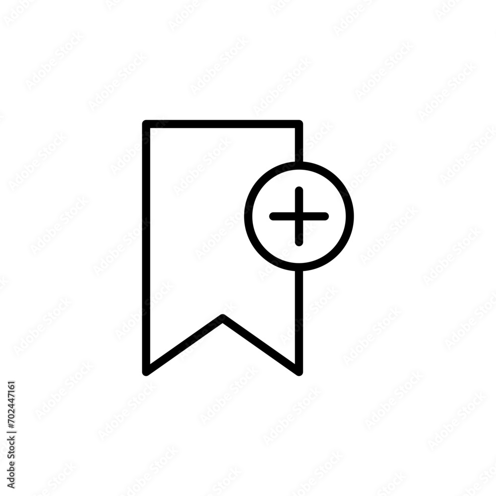 Poster bookmark save icon with plus symbol, favorite label icons button, add to favorites icon symbol. save
