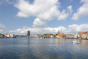 Fototapeta premium Sønderborg harbor with beautiful old buildings, on a beautiful summer day, Sønderborg, Denmark