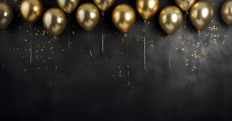 Text-Friendly Dark Background Featuring Gold Balloons