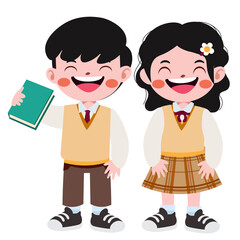 Happy cute children in school uniform
