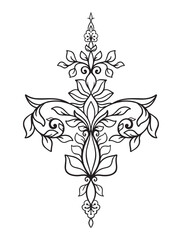 Ornament engraving border floral retro pattern antique style acanthus foliage swirl decorative. 
Graphic ornament for postcard, invitation, tattoo