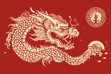 Gold china dragon for sticker label 