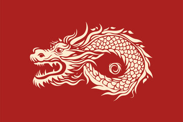 Vector gold china dragon symbol logo sticker label