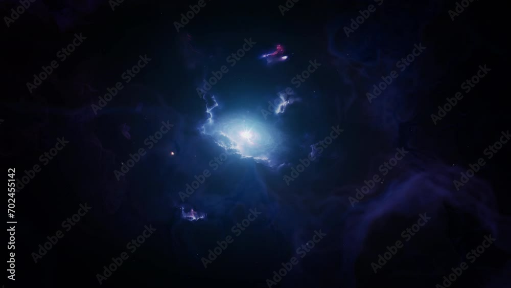 Wall mural dark blue nebula and black hole star anomaly. artistic 3d animation concept with cosmic gas clouds i