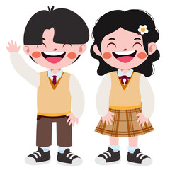 Happy cute children in school uniform