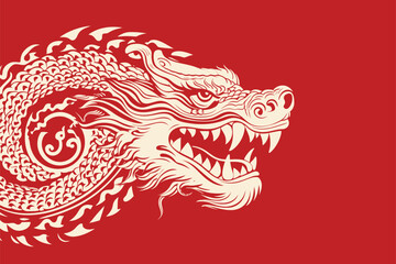 Vector china oriental dragon symbol logo red background