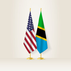 United States and Tanzania national flag on a light background.