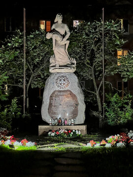 Chelm, Poland, September 5, 2023: Monument commemorating thousands of people murdered in 1943-1945 in the Eastern Borderlands of the Second Polish Republic. Pieta Volynska