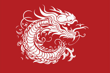 Vector gold china oriental dragon logo symbole sticker label red background