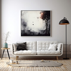 white sofa with painting 