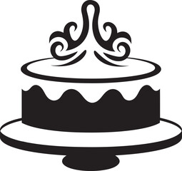 Celebratory Elegance Black Cake Logo Symbol Black Cake Vector Logo Designing Sweetness