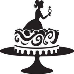Elegant Delight Minimalistic Black Cake Symbol Tasteful Sophistication Cake Vector Logo in Black