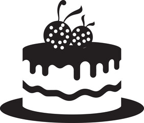 Tasteful Sophistication Cake Vector Logo in Black Decadent Simplicity Black Cake Iconic Emblem