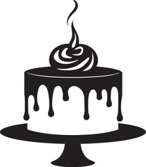Sleek Indulgence Black Cake Vector Logo Icon Design Elegant Delight Minimalistic Black Cake Symbol