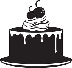 Stylish Confection Black Cake Vector Logo Representation Modern Dessert Black Cake Icon Identity