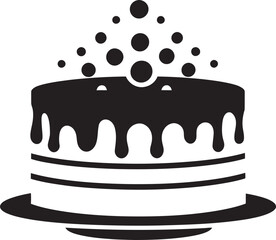 Crafting Innovation Black Cake Vector Artistry Abstract Illumination Black Cake Iconic Symbolism