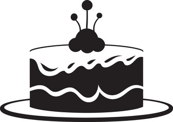 Abstract Celebration Black Cake Vector Logo Emblem Dynamic Delight Black Cake Logo Artistry