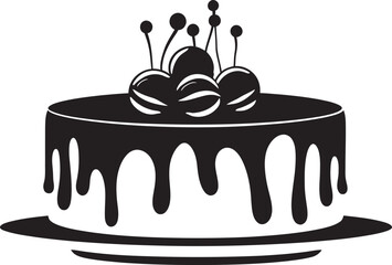 Refined Brilliance Black Cake Iconic Concept Elegant Radiance Black Cake Vector Emblem