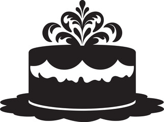 Radiant Perspectives Black Cake Iconic Creation Black Cake Vector Logo Illuminated Innovation