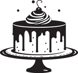 Crafted Shadows Black Cake Iconic Symbolism Glowing Elegance Black Cake Vector Identity