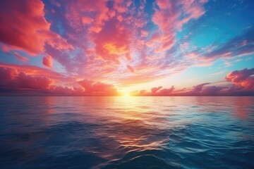 Naklejka na ściany i meble scenery sea ​​at sunset with clouds 