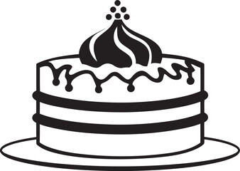 Elegant Contrasts Black Cake Iconic Symbol Shadows of Creativity Black Cake Vector Emblem