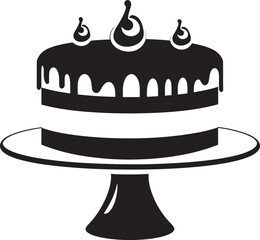 Shadows of Creativity Black Cake Vector Emblem Artistic Brilliance Black Cake Iconic Representation